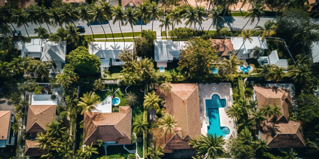 Aerial perspective of diverse roofing in Fort Lauderdale, highlighting potential for damage